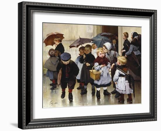 Une Sortie De Classe-Henri Jules Geoffroy-Framed Giclee Print