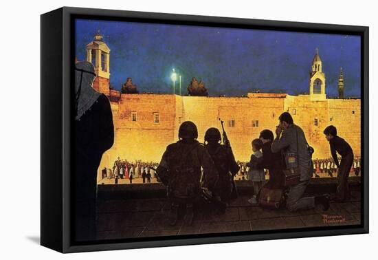 Uneasy Christmas in the Birthplace of Peace (or Christmas Eve in Bethlehem)-Norman Rockwell-Framed Premier Image Canvas
