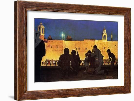 Uneasy Christmas in the Birthplace of Peace (or Christmas Eve in Bethlehem)-Norman Rockwell-Framed Premium Giclee Print
