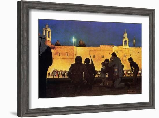 Uneasy Christmas in the Birthplace of Peace (or Christmas Eve in Bethlehem)-Norman Rockwell-Framed Giclee Print