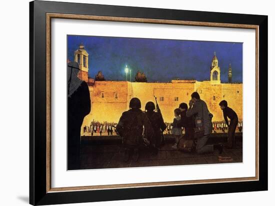 Uneasy Christmas in the Birthplace of Peace (or Christmas Eve in Bethlehem)-Norman Rockwell-Framed Giclee Print