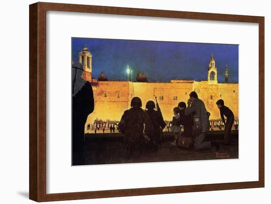 Uneasy Christmas in the Birthplace of Peace (or Christmas Eve in Bethlehem)-Norman Rockwell-Framed Giclee Print