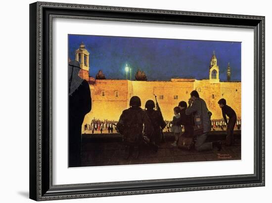 Uneasy Christmas in the Birthplace of Peace (or Christmas Eve in Bethlehem)-Norman Rockwell-Framed Giclee Print