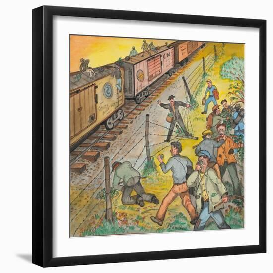 Unemployed Men Robbing an Apple Orchard-Ronald Ginther-Framed Giclee Print
