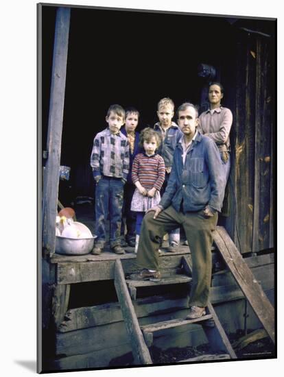 Unemployed Miner Standing with Family, Who Live on Social Security, Poverty in Appalachia-John Dominis-Mounted Photographic Print