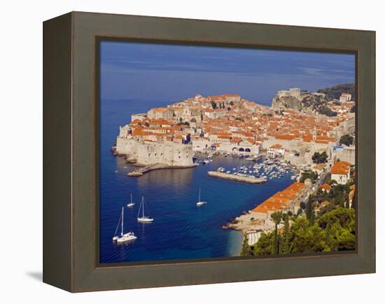 Unesco World Heritage Old Town Harbour, Dubrovnik, Croatia-Christian Kober-Framed Premier Image Canvas