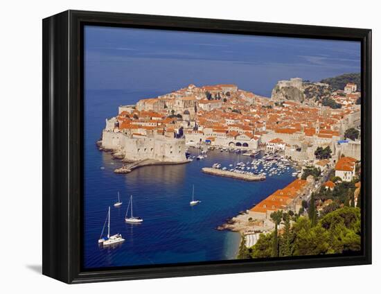 Unesco World Heritage Old Town Harbour, Dubrovnik, Croatia-Christian Kober-Framed Premier Image Canvas