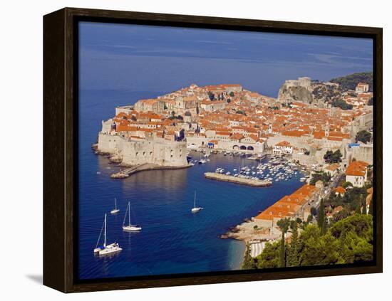 Unesco World Heritage Old Town Harbour, Dubrovnik, Croatia-Christian Kober-Framed Premier Image Canvas