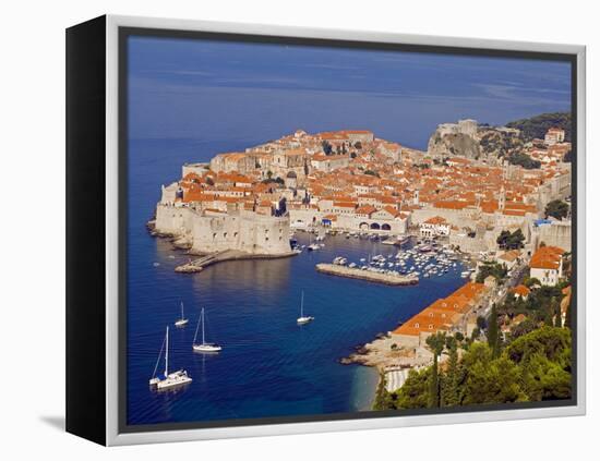 Unesco World Heritage Old Town Harbour, Dubrovnik, Croatia-Christian Kober-Framed Premier Image Canvas