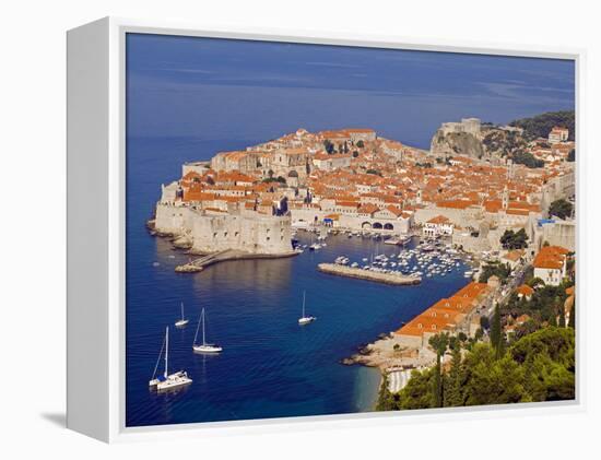 Unesco World Heritage Old Town Harbour, Dubrovnik, Croatia-Christian Kober-Framed Premier Image Canvas