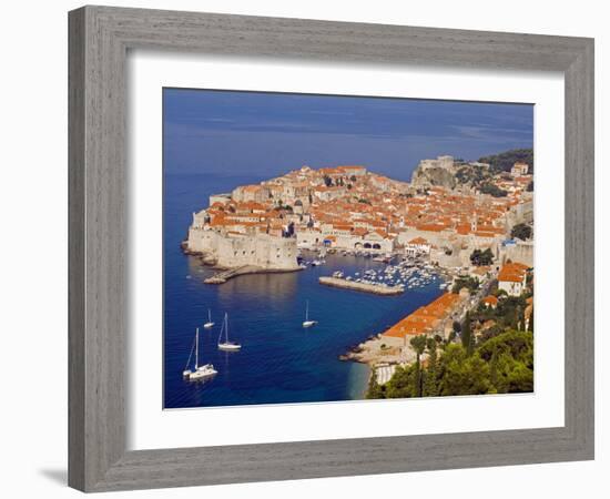 Unesco World Heritage Old Town Harbour, Dubrovnik, Croatia-Christian Kober-Framed Photographic Print