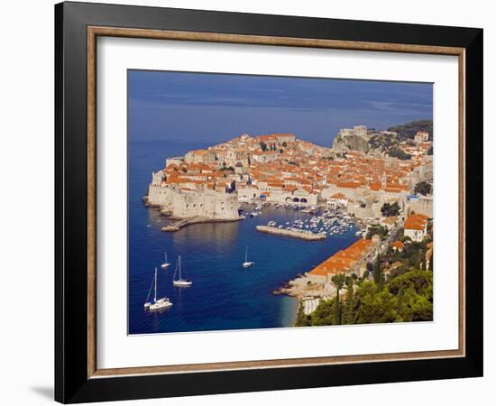 Unesco World Heritage Old Town Harbour, Dubrovnik, Croatia-Christian Kober-Framed Photographic Print