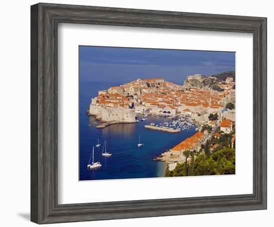 Unesco World Heritage Old Town Harbour, Dubrovnik, Croatia-Christian Kober-Framed Photographic Print