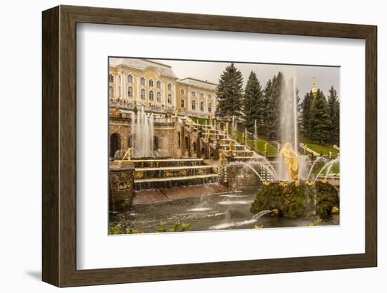 Unesco World Heritage Site. Grand Cascade. Peterhof Palace. Saint Petersburg, Russia-Tom Norring-Framed Photographic Print