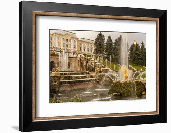 Unesco World Heritage Site. Grand Cascade. Peterhof Palace. Saint Petersburg, Russia-Tom Norring-Framed Photographic Print