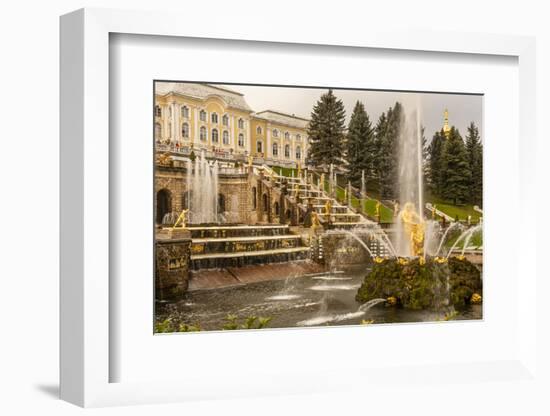 Unesco World Heritage Site. Grand Cascade. Peterhof Palace. Saint Petersburg, Russia-Tom Norring-Framed Photographic Print