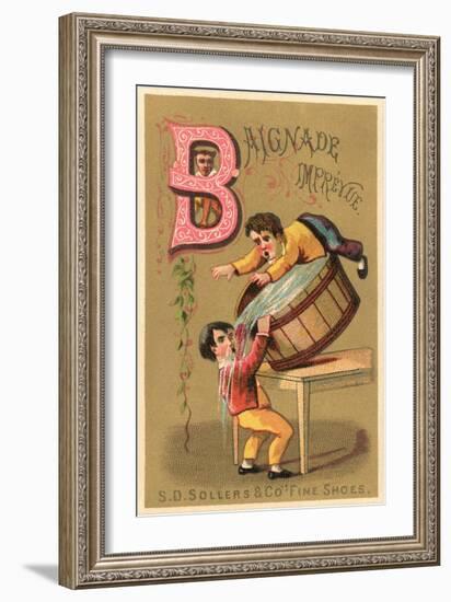 Unexpected Bath, Children Playing with Water Tub-null-Framed Art Print