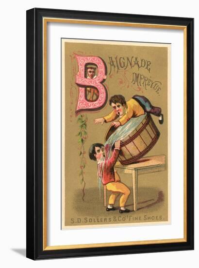 Unexpected Bath, Children Playing with Water Tub-null-Framed Art Print