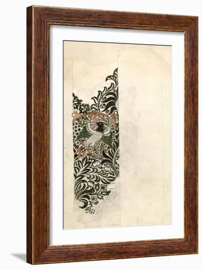 Unfinished 'Bird and Vine' Wood Block Design for Wallpaper, 1878 (Pencil and W/C on Paper)-William Morris-Framed Giclee Print