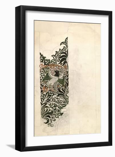 Unfinished 'Bird and Vine' Wood Block Design for Wallpaper, 1878 (Pencil and W/C on Paper)-William Morris-Framed Giclee Print