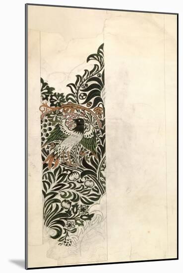 Unfinished 'Bird and Vine' Wood Block Design for Wallpaper, 1878 (Pencil and W/C on Paper)-William Morris-Mounted Giclee Print