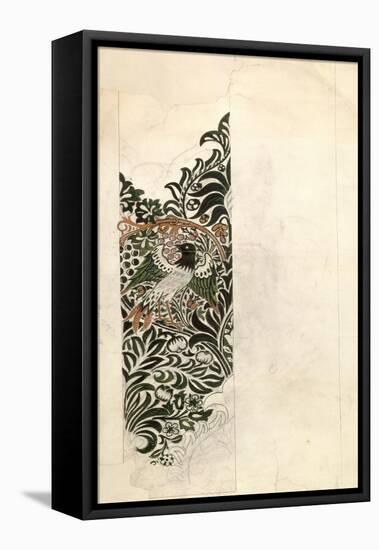 Unfinished 'Bird and Vine' Wood Block Design for Wallpaper, 1878 (Pencil and W/C on Paper)-William Morris-Framed Premier Image Canvas