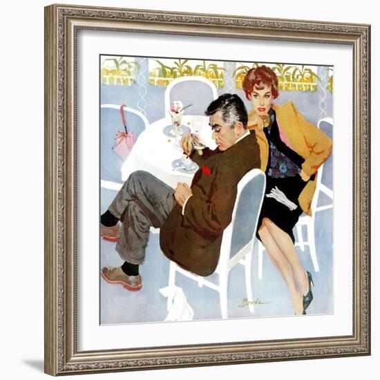 Unfinished Love - Saturday Evening Post "Men at the Top", April 5, 1958 pg.28-Joe Bowler-Framed Giclee Print