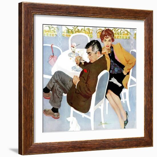 Unfinished Love - Saturday Evening Post "Men at the Top", April 5, 1958 pg.28-Joe Bowler-Framed Giclee Print