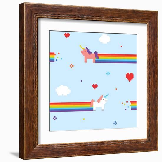 Unicorn Seamless Vector Pattern-dmitriylo-Framed Art Print