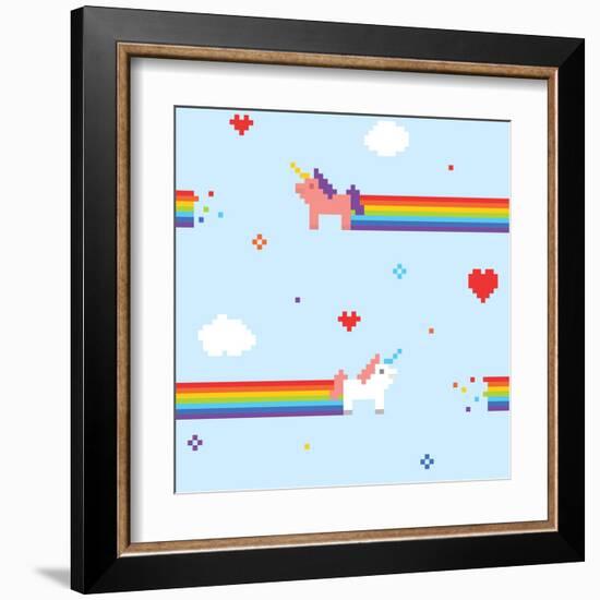 Unicorn Seamless Vector Pattern-dmitriylo-Framed Art Print