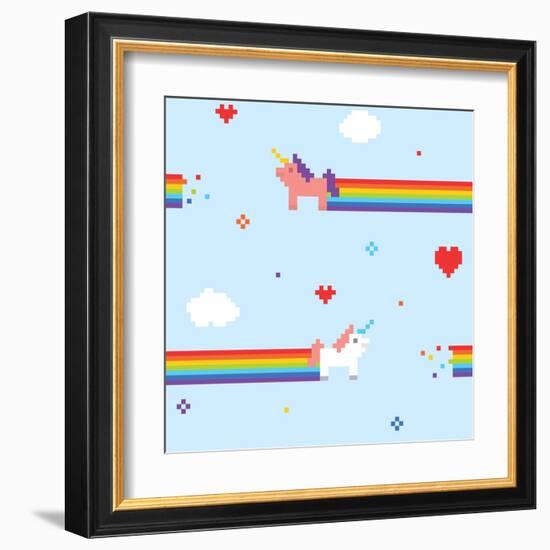 Unicorn Seamless Vector Pattern-dmitriylo-Framed Art Print