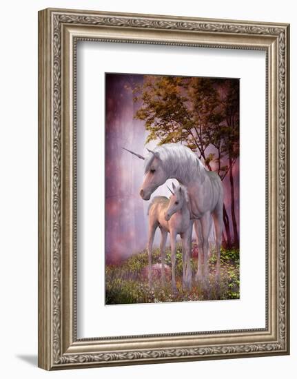 Unicorns Mare and Foal-null-Framed Art Print