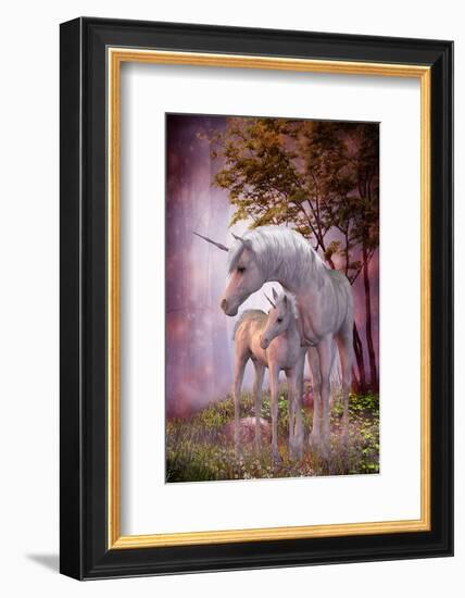 Unicorns Mare and Foal-null-Framed Art Print