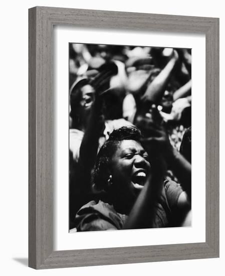 Unidentified African American Women at Meeting First Baptist Church During Bus Boycott-null-Framed Photographic Print