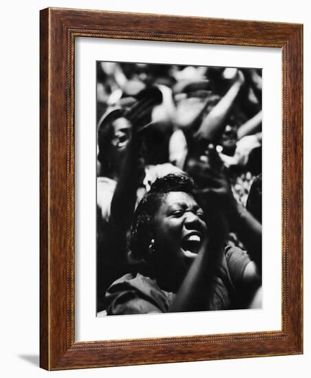 Unidentified African American Women at Meeting First Baptist Church During Bus Boycott-null-Framed Photographic Print