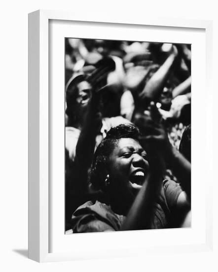 Unidentified African American Women at Meeting First Baptist Church During Bus Boycott-null-Framed Photographic Print