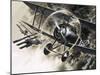 Unidentified Dog Fight Between British Biplanes and a German Triplane-Wilf Hardy-Mounted Giclee Print