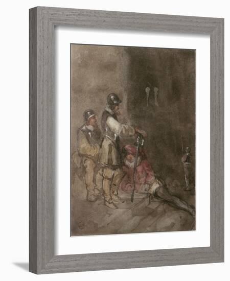 Unidentified Historical Subject, with Soldiers-George Cattermole-Framed Giclee Print