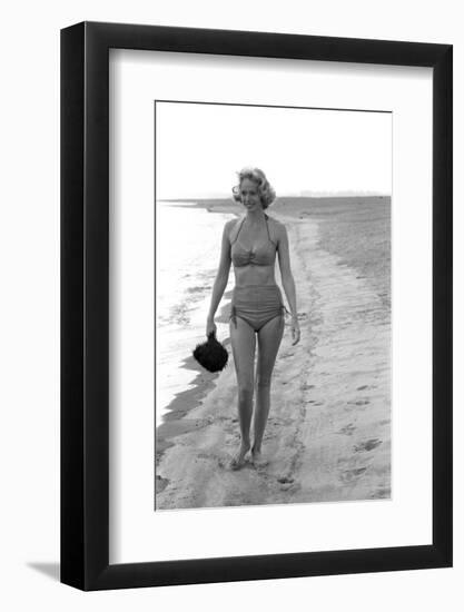 Unidentified Model in at a Beach, 1960-Allan Grant-Framed Photographic Print