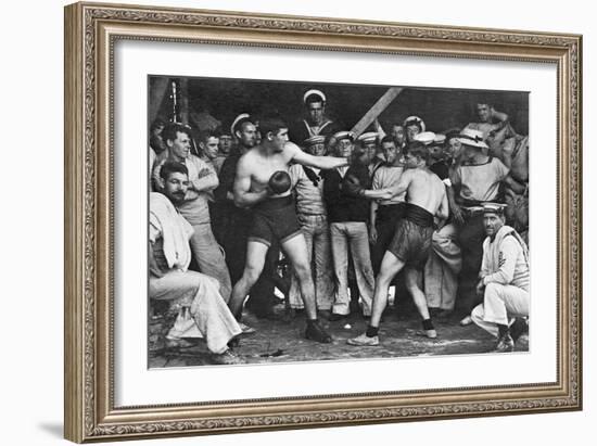 Unidentified Sailors Watch a Boxing Match in their Midst Aboard Hmas Melbourne, 1915-null-Framed Photographic Print