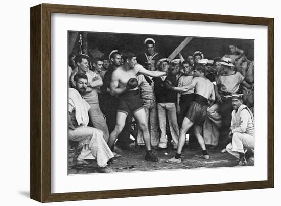 Unidentified Sailors Watch a Boxing Match in their Midst Aboard Hmas Melbourne, 1915-null-Framed Photographic Print