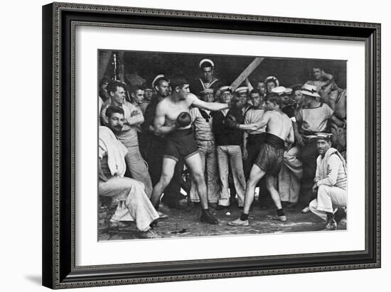 Unidentified Sailors Watch a Boxing Match in their Midst Aboard Hmas Melbourne, 1915-null-Framed Photographic Print