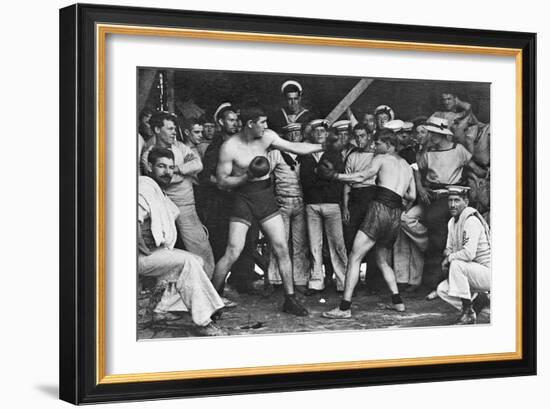 Unidentified Sailors Watch a Boxing Match in their Midst Aboard Hmas Melbourne, 1915-null-Framed Photographic Print