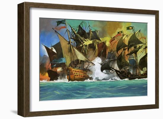 Unidentified Sea Battle-Severino Baraldi-Framed Giclee Print