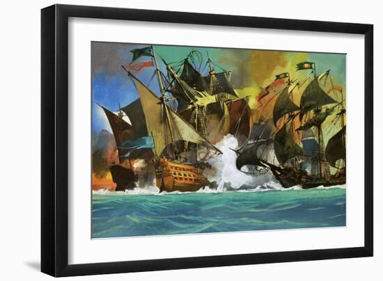 Unidentified Sea Battle-Severino Baraldi-Framed Giclee Print