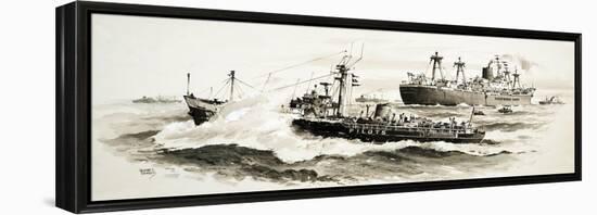 Unidentified Ship and Pilits Boat-John S. Smith-Framed Premier Image Canvas