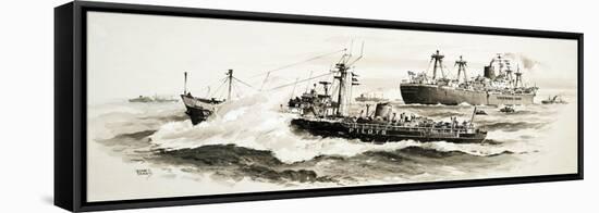 Unidentified Ship and Pilits Boat-John S. Smith-Framed Premier Image Canvas