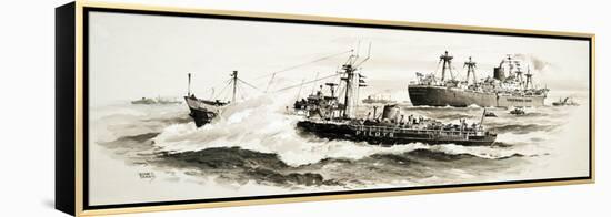 Unidentified Ship and Pilits Boat-John S. Smith-Framed Premier Image Canvas