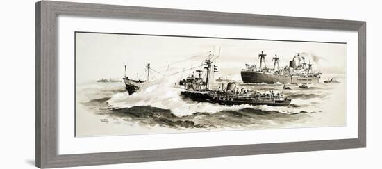 Unidentified Ship and Pilits Boat-John S. Smith-Framed Giclee Print