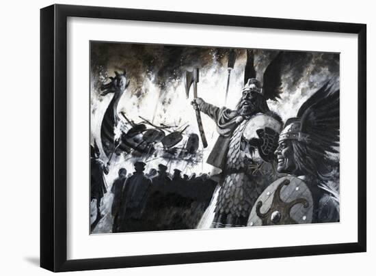 Unidentified Viking Scene with Longship Aflame-Andrew Howat-Framed Giclee Print